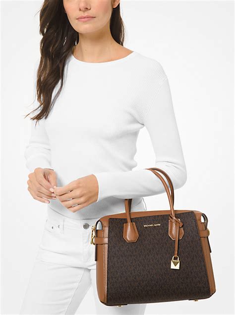 michael kors ballet mercer crystal|Mercer Medium Logo Belted Satchel .